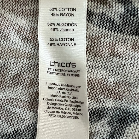 Chicos Blue Print Top Sz 2 - Picture 7 of 8